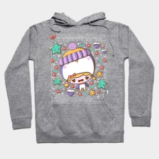 Cute festive penguin bubble head girl in kawaii style Hoodie